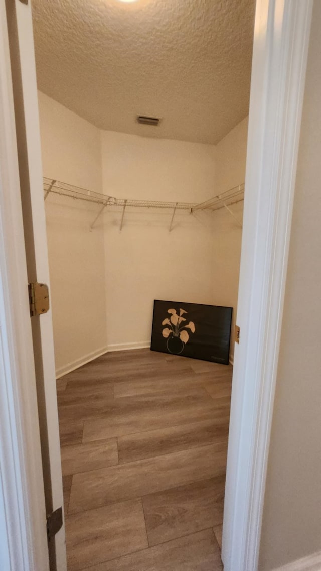 walk in closet featuring wood finished floors