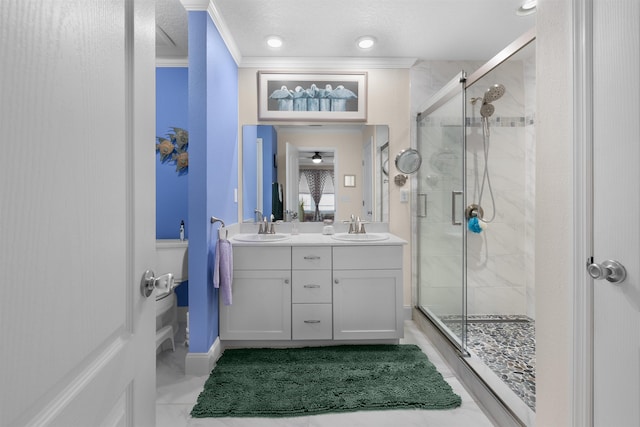 196 Sawmill Forest Ct, Saint Augustine, FL 32086 - bathroom featuring a shower stall and double vanity