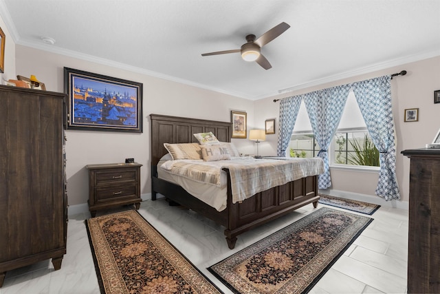 196 Sawmill Forest Ct, Saint Augustine, FL 32086 - bedroom featuring crown molding, baseboards, and a ceiling fan