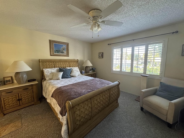 66 Village Del Lago Cir, Saint Augustine, FL 32080 - carpeted bedroom featuring a ceiling fan and a textured ceiling