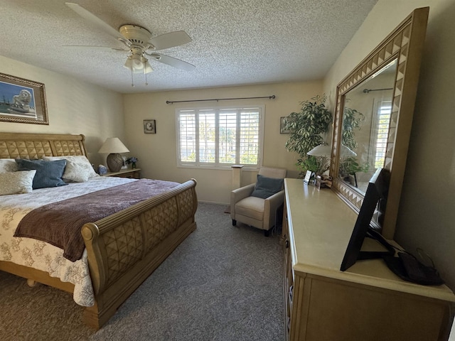 66 Village Del Lago Cir, Saint Augustine, FL 32080 - bedroom with a textured ceiling, ceiling fan, and carpet