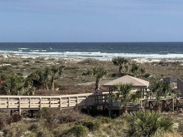 property view of water with a beach view