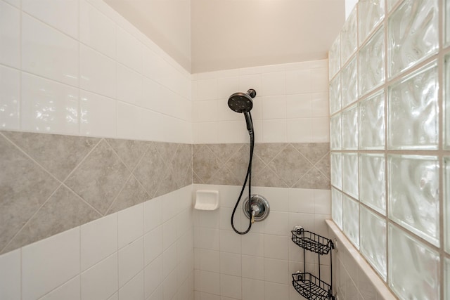 interior details with tiled shower