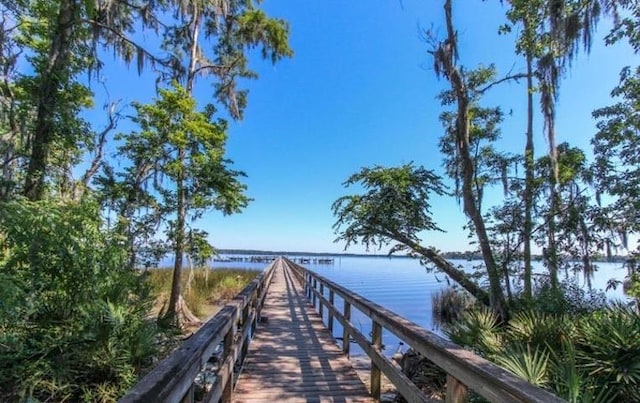 view of dock featuring a water view