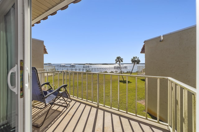 balcony with a water view