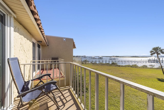 balcony with a water view