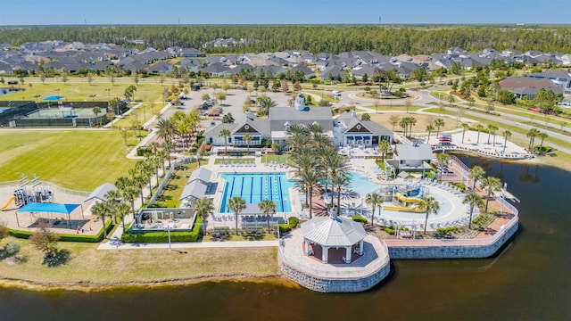 98 Windermere Way, Saint Augustine, FL 32095 - aerial perspective of suburban area featuring a pool area and a nearby body of water