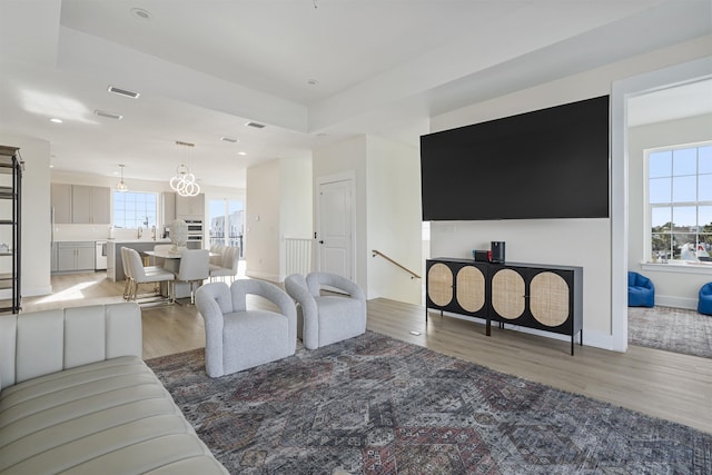 living room with wood-type flooring