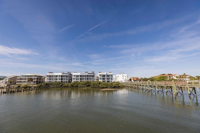 water view with a boat dock