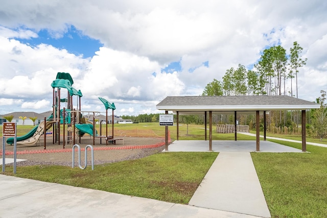 community playground with a yard