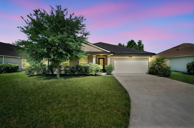 1337 Nochaway Dr, Saint Augustine, FL 32092 - single story home with a garage, driveway, stucco siding, and a front lawn