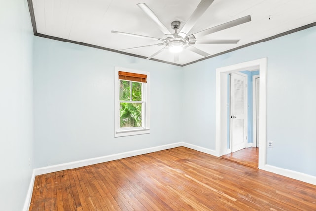 26 Ponce De Leon Ave, Saint Augustine, FL 32080 - empty room with crown molding, hardwood / wood-style floors, and a ceiling fan