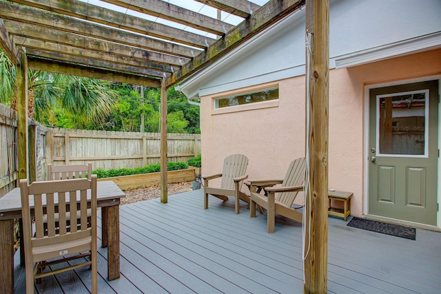 23 Fancher Ct, Saint Augustine, FL 32080 - deck featuring a fenced backyard and a pergola