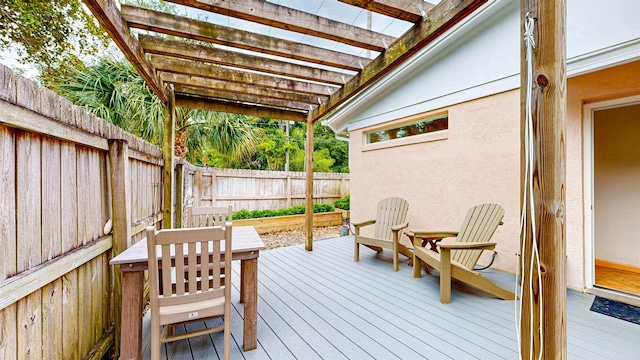 23 Fancher Ct, Saint Augustine, FL 32080 - wooden terrace featuring a pergola and a fenced backyard