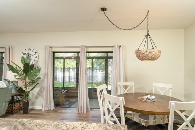 dining space featuring hardwood / wood-style flooring