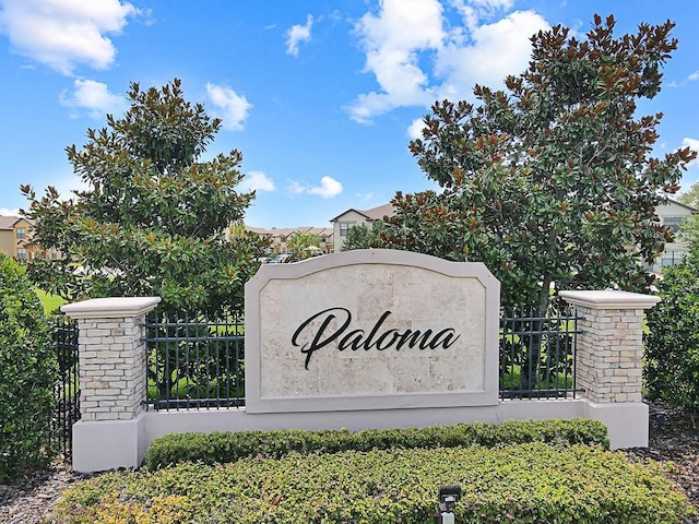 view of community sign