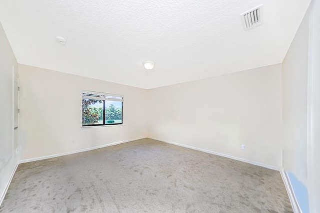 empty room featuring light carpet and a textured ceiling