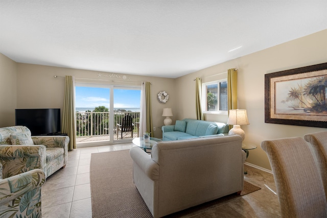 view of tiled living room