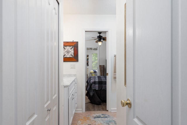 1300 Paradise Pond Rd, Saint Augustine, FL 32092 - bathroom featuring ceiling fan and tile patterned floors