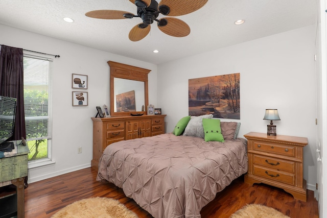 1300 Paradise Pond Rd, Saint Augustine, FL 32092 - bedroom with multiple windows, wood finished floors, recessed lighting, baseboards, and ceiling fan