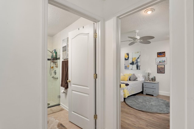1300 Paradise Pond Rd, Saint Augustine, FL 32092 - hall with a textured ceiling, wood finished floors, and baseboards