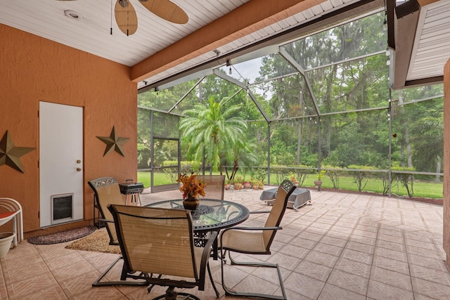 1300 Paradise Pond Rd, Saint Augustine, FL 32092 - view of patio / terrace with a lanai, ceiling fan, and outdoor dining area