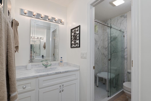 1300 Paradise Pond Rd, Saint Augustine, FL 32092 - bathroom with toilet, a marble finish shower, and vanity