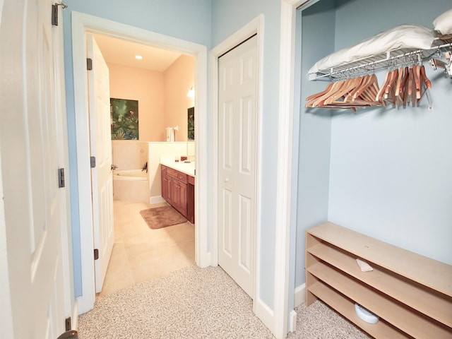 interior space with light tile patterned flooring