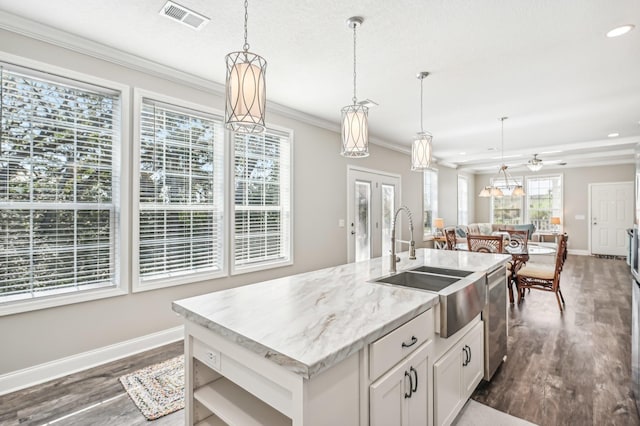 4954 A1A, Saint Augustine, FL 32080 - kitchen with a sink, dishwasher, dark wood-style floors, baseboards, and recessed lighting