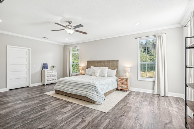 4954 A1A, Saint Augustine, FL 32080 - bedroom with wood finished floors, multiple windows, baseboards, crown molding, and recessed lighting