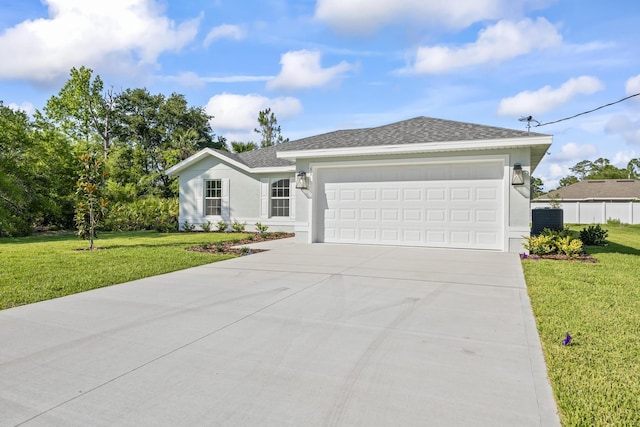 53 Pine Crest Ln, Palm Coast, FL 32164 - single story home featuring driveway, a garage, a front yard, and stucco siding