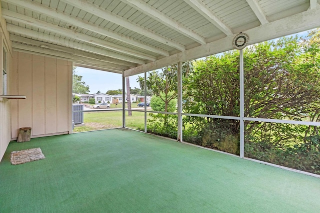 view of unfurnished sunroom