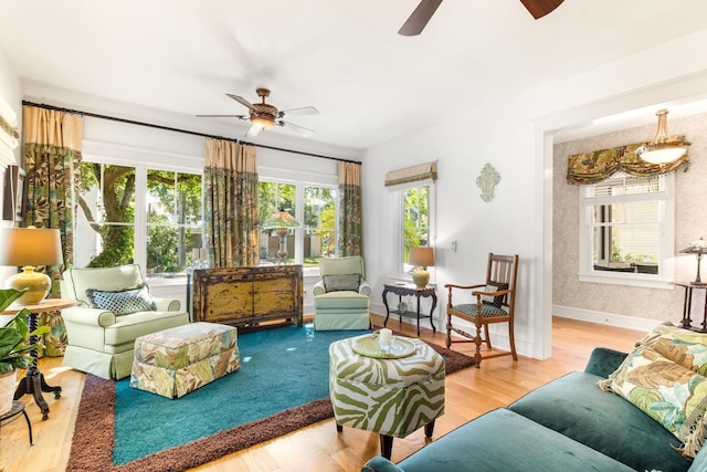 living room with light wood-type flooring