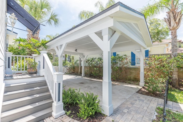 view of patio featuring a gazebo