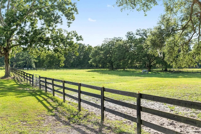 view of yard with a rural view