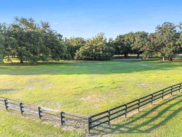 view of yard with a rural view