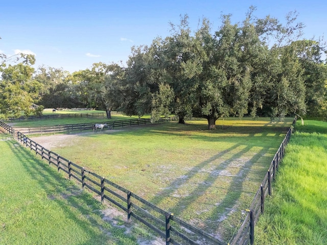 view of yard with a rural view