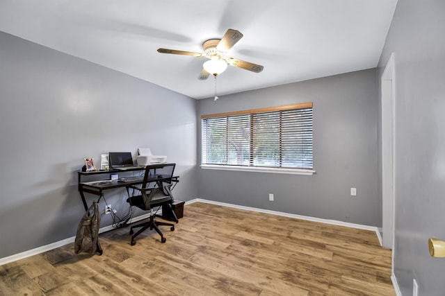 101 Vista Lagoon Ct Unit A-4, Ponte Vedra Beach, FL 32082 - office area with ceiling fan, wood finished floors, and baseboards