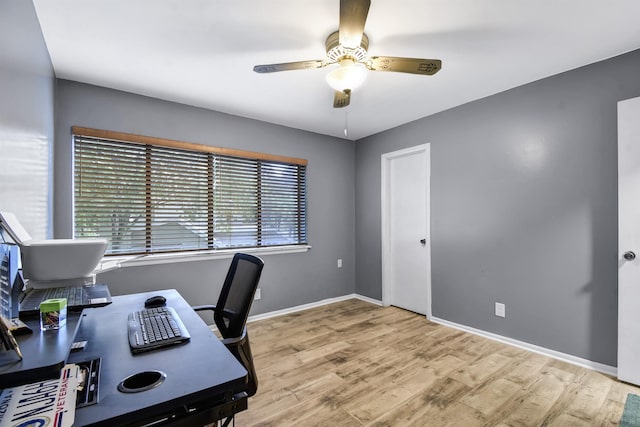 101 Vista Lagoon Ct Unit A-4, Ponte Vedra Beach, FL 32082 - office area with ceiling fan, wood finished floors, and baseboards