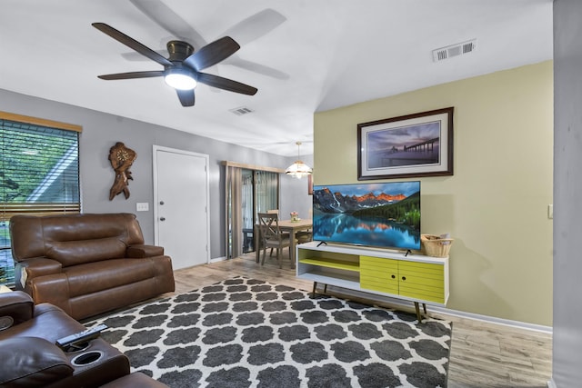 101 Vista Lagoon Ct Unit A-4, Ponte Vedra Beach, FL 32082 - living room featuring wood finished floors, ceiling fan, and baseboards