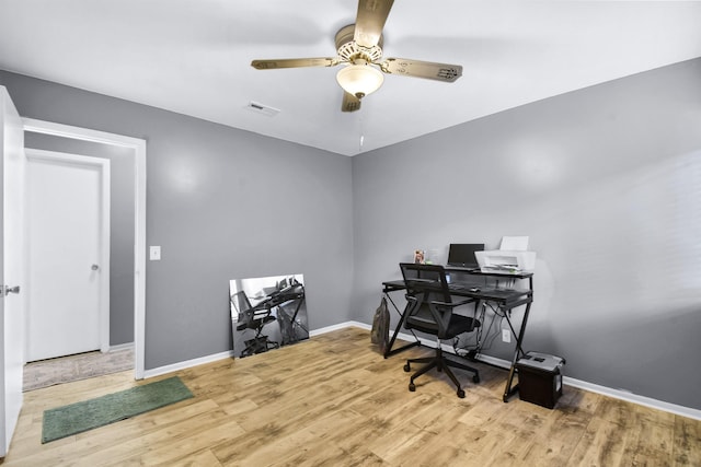 101 Vista Lagoon Ct Unit A-4, Ponte Vedra Beach, FL 32082 - home office with ceiling fan, wood finished floors, and baseboards