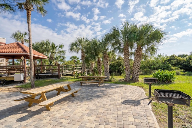 view of community with a patio