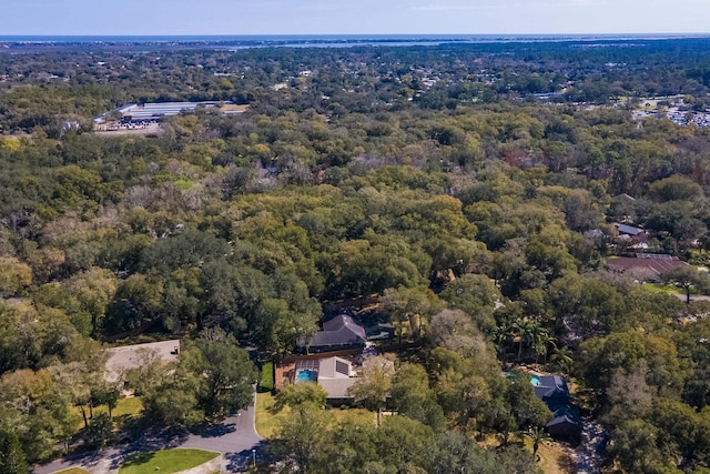 bird's eye view featuring a forest view