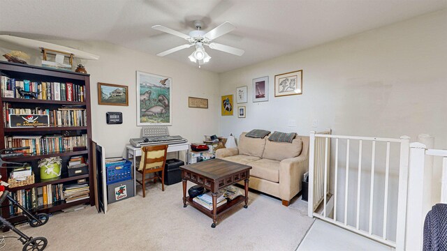 23213 Harbour Vista Cir, Saint Augustine, FL 32080 - living area featuring ceiling fan and light carpet