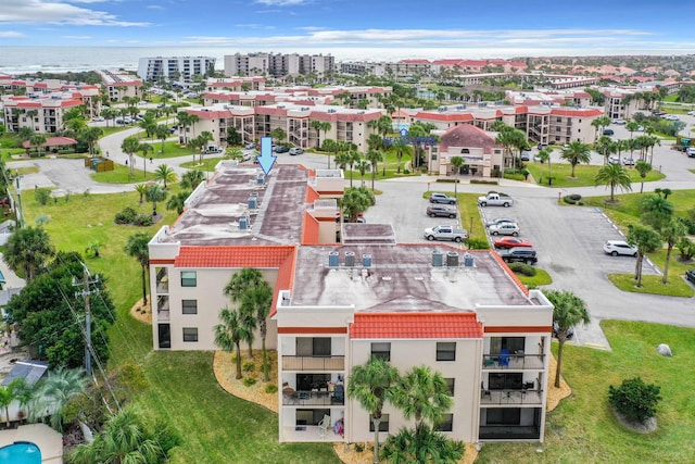 aerial view featuring a city view