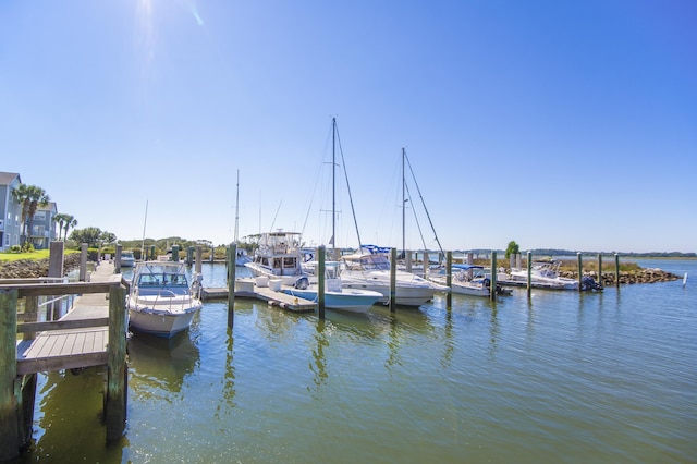 dock area featuring a water view