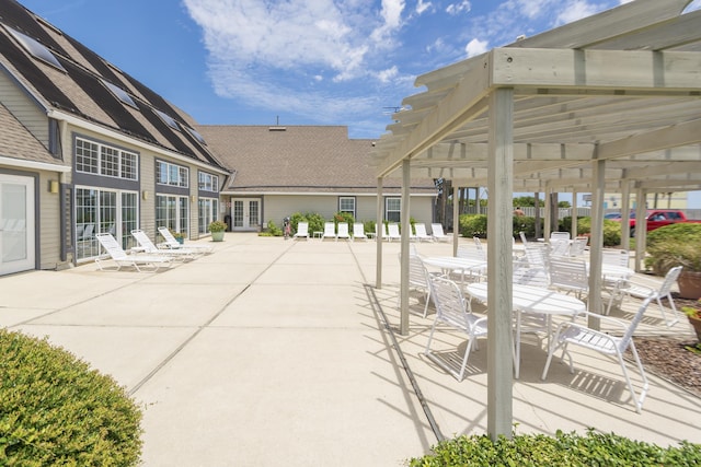 view of patio / terrace featuring a pergola