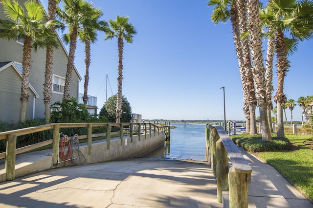 view of dock featuring a water view