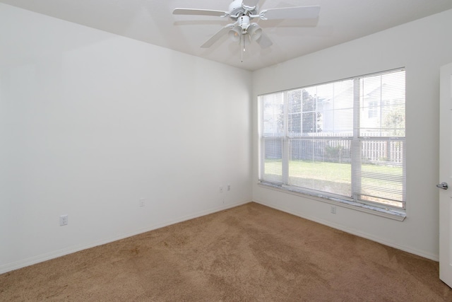 empty room featuring carpet and ceiling fan