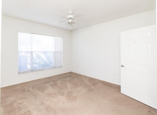 unfurnished room featuring ceiling fan and carpet floors